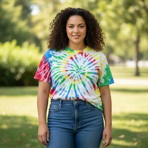 CamoDyed Cotton T-Shirt Tigerclaw Swirl Red, Blue, Green and Yellow Tie-Dye